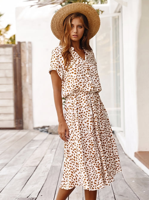 AMBAR | Vestido Vintage para mujer, vestido largo bohemio de manga con cuello vuelto
