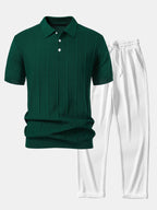 Enzo™ | Conjunto Polo Jacquard y Pantalón Recto