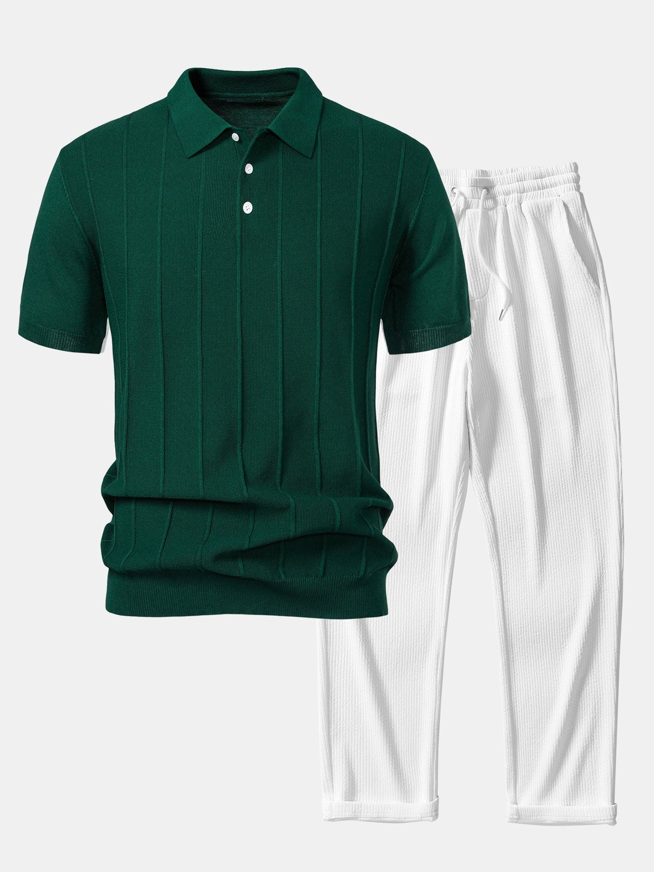 Enzo™ | Conjunto Polo Jacquard y Pantalón Recto
