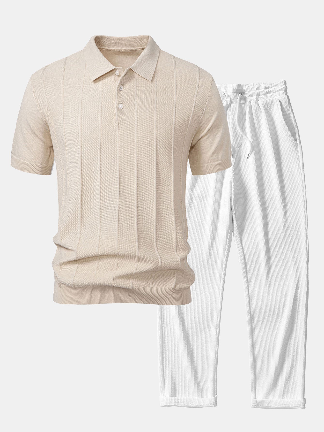 Enzo™ | Jacquard-Polo-Set und gerade Hose