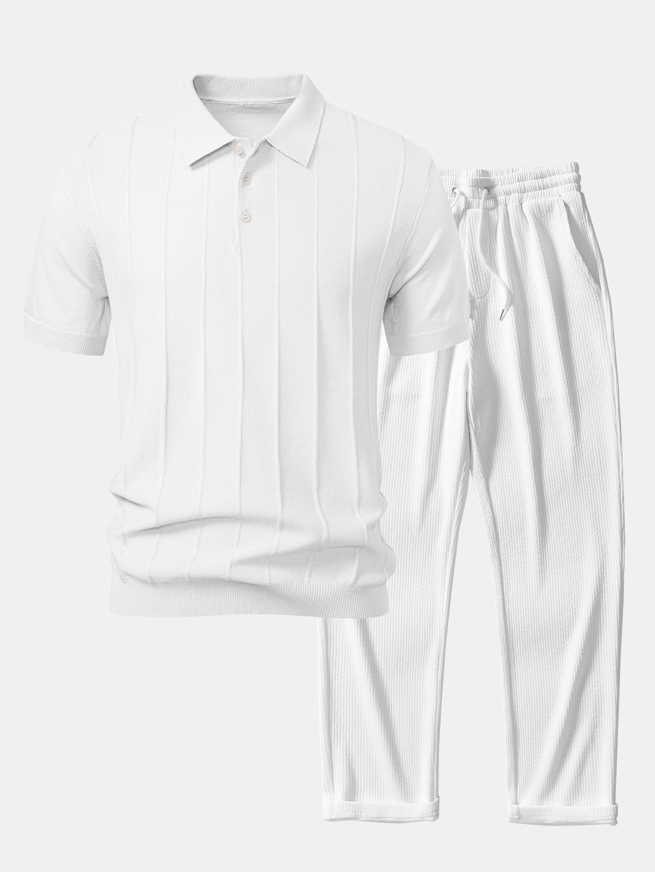 Enzo™ | Jacquard-Polo-Set und gerade Hose