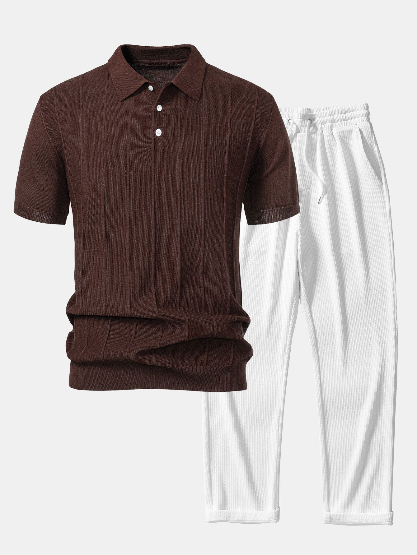 Enzo™ | Jacquard-Polo-Set und gerade Hose