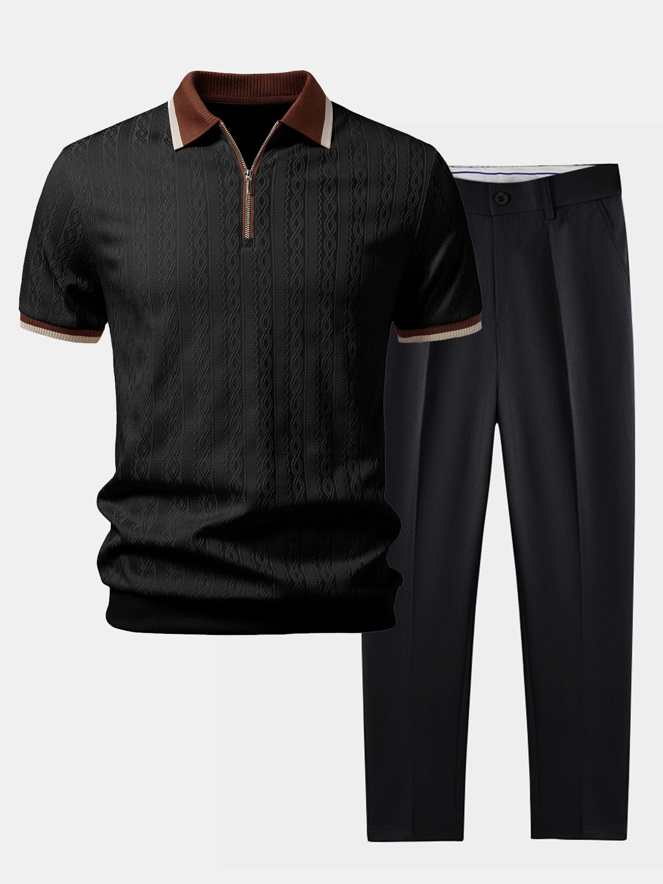 Mateo™ | Strukturiertes Polo-Set und Slim-Hose
