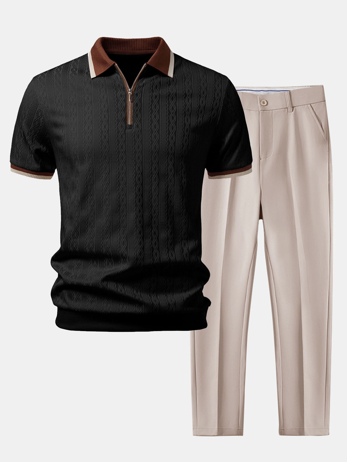 Mateo™ | Strukturiertes Polo-Set und Slim-Hose