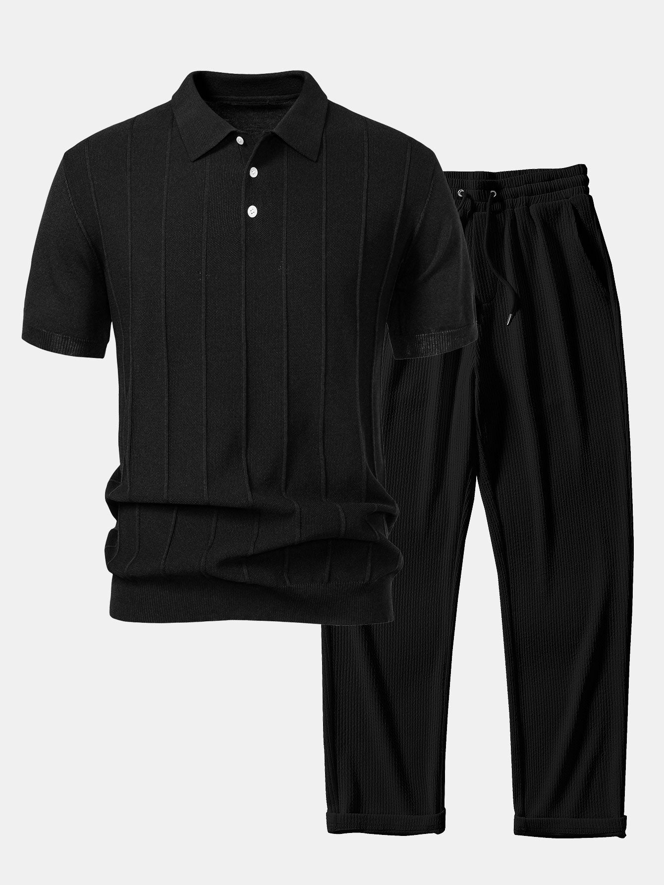 Enzo™ | Jacquard-Polo-Set und gerade Hose