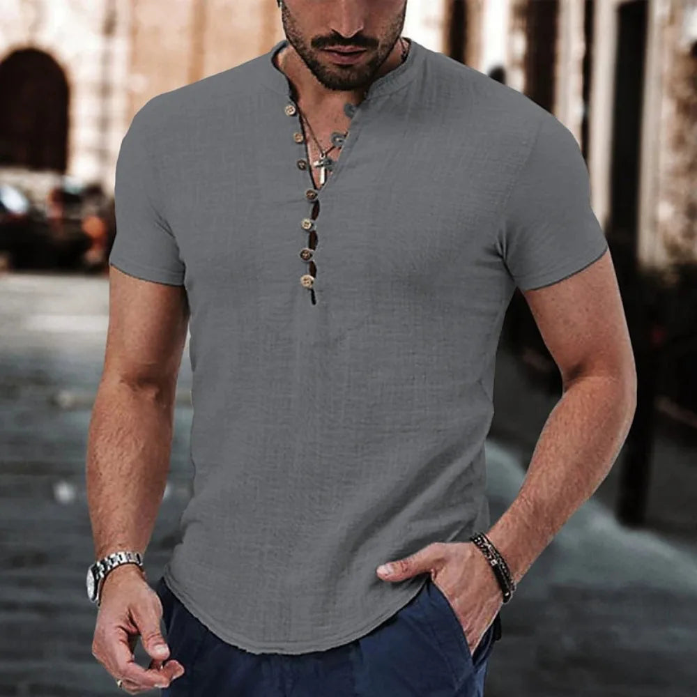 BRUNO | Camisa de Lino y Algodón Manga Corta