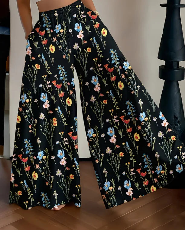 MARÍA | Pantalones Anchos Florales para Mujer