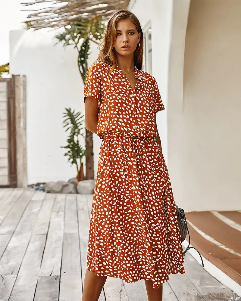 AMBAR | Vestido Vintage para mujer, vestido largo bohemio de manga con cuello vuelto