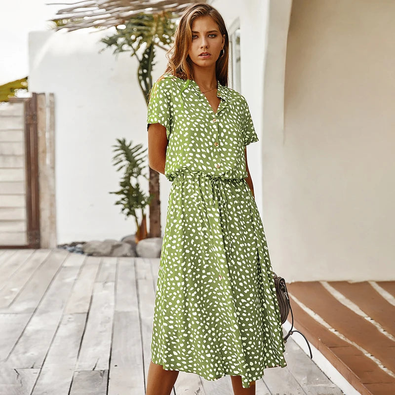 AMBAR | Vestido Vintage para mujer, vestido largo bohemio de manga con cuello vuelto