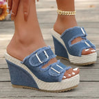 Elara | Sandalias de cuña vaqueras