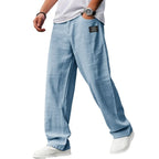 KAEL | Pantalon vintage holgados, rectos y  transpirables de Algodón y Lino