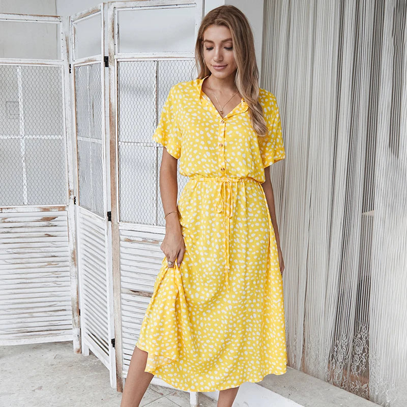 AMBAR | Vestido Vintage para mujer, vestido largo bohemio de manga con cuello vuelto