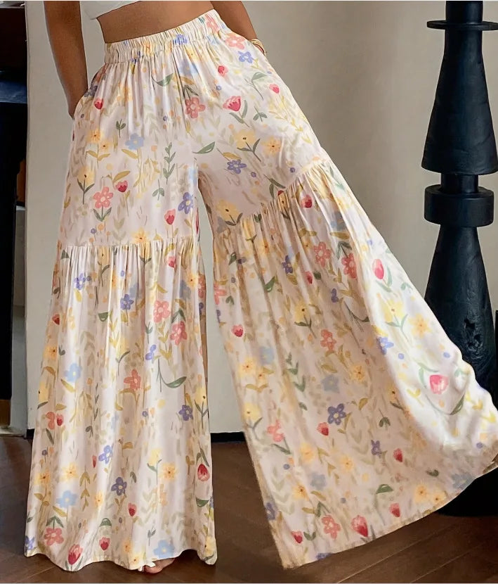 MARÍA | Pantalones Anchos Florales para Mujer