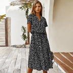 AMBAR | Vestido Vintage para mujer, vestido largo bohemio de manga con cuello vuelto