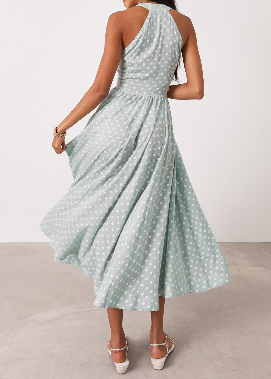 Adriana Polka Icon Timeless Dress | Pistachio/White