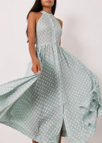Adriana Polka Icon Timeless Dress | Pistachio/White