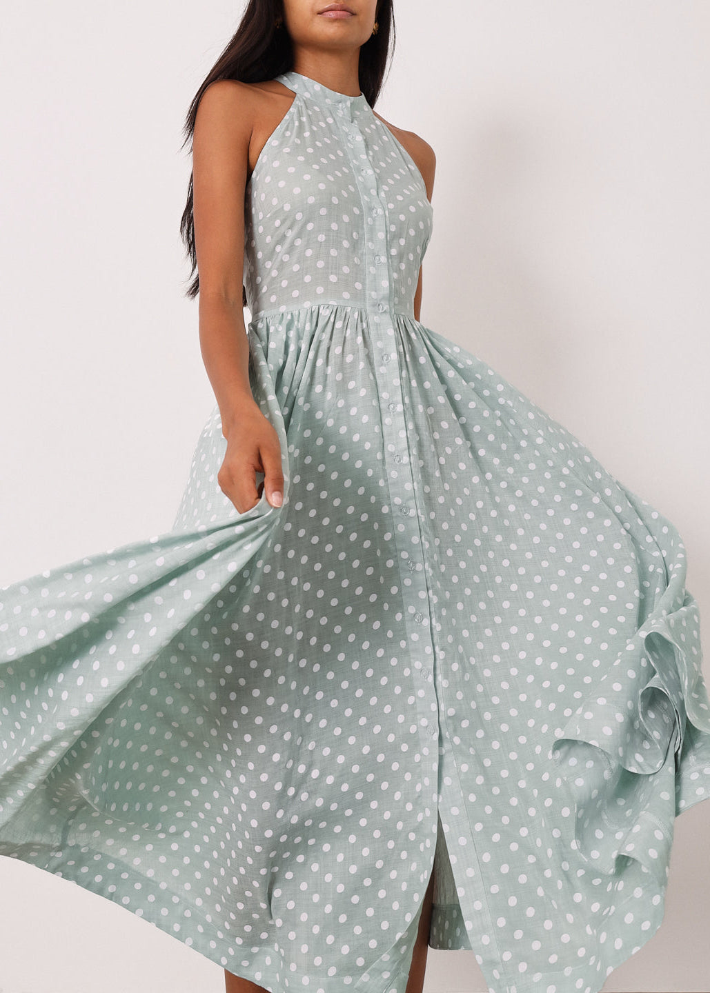 Adriana Polka Icon Timeless Dress | Pistachio/White