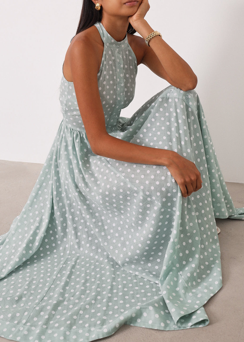 Adriana Polka Icon Timeless Dress | Pistachio/White