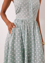Adriana Polka Icon Timeless Dress | Pistachio/White
