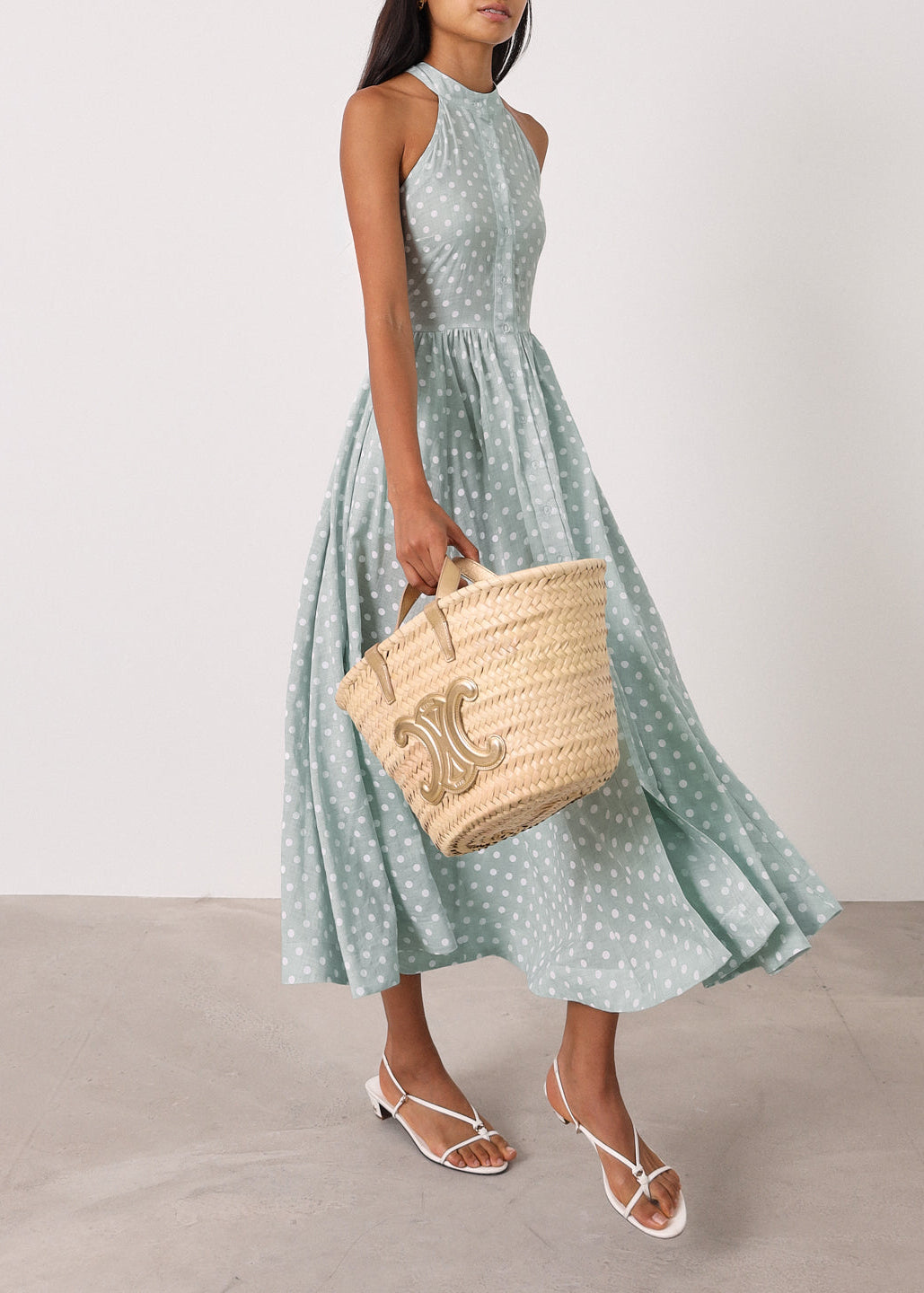Adriana Polka Icon Timeless Dress | Pistachio/White