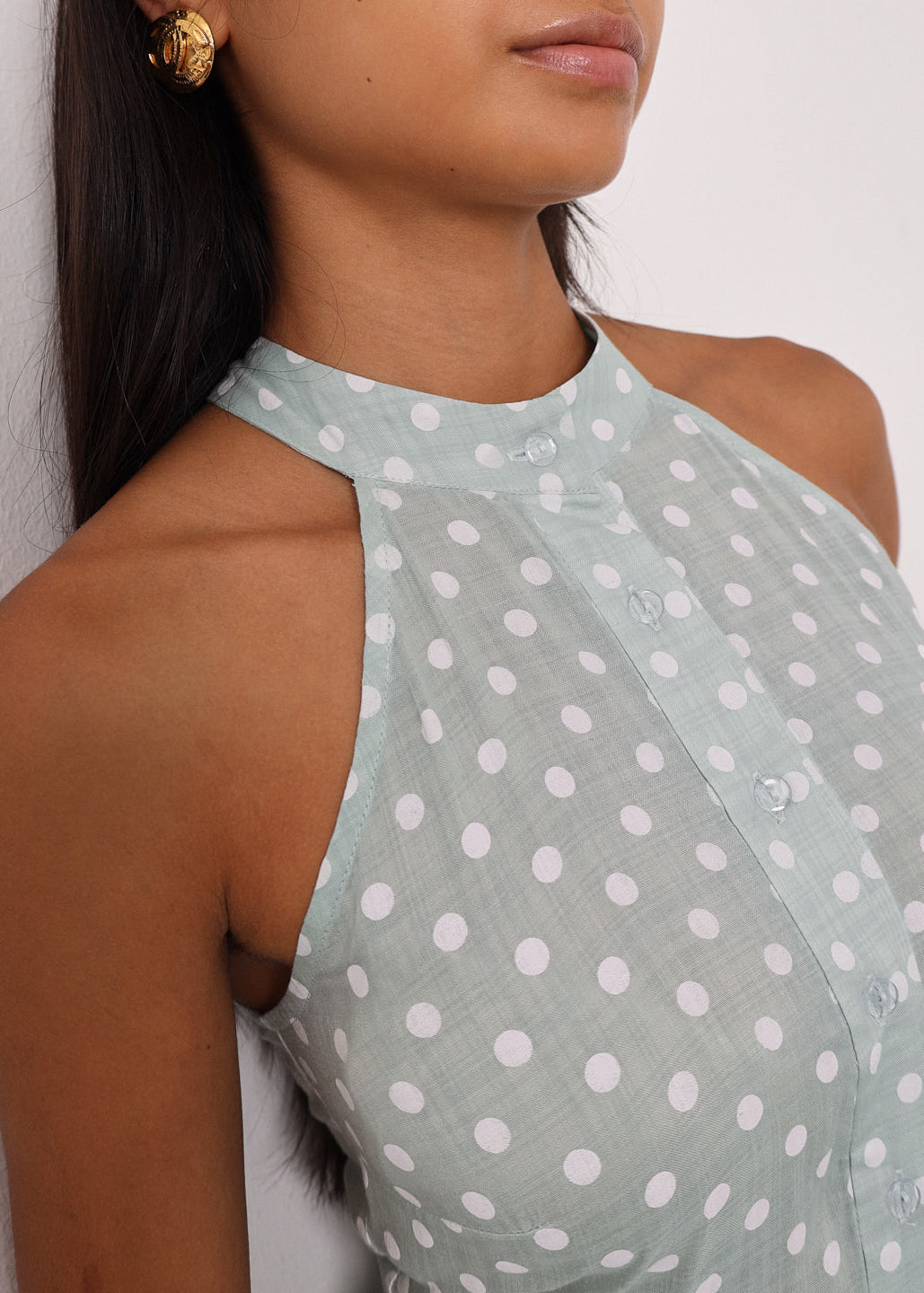 Adriana Polka Icon Timeless Dress | Pistachio/White