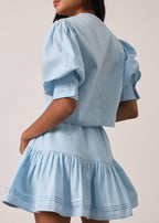 Laney Button Through Linen Blouse | Pastel Blue