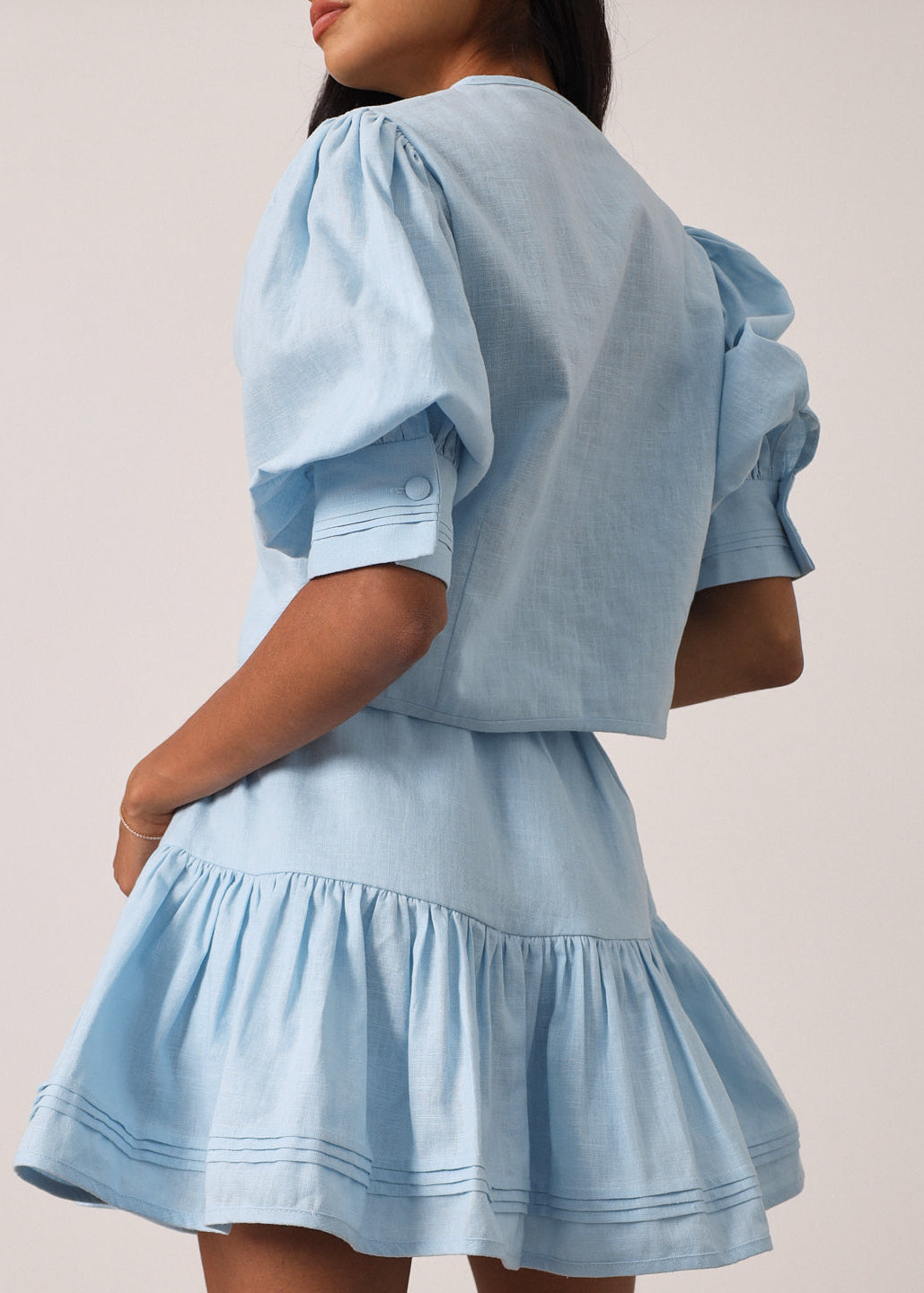 Laney Button Through Linen Blouse | Pastel Blue