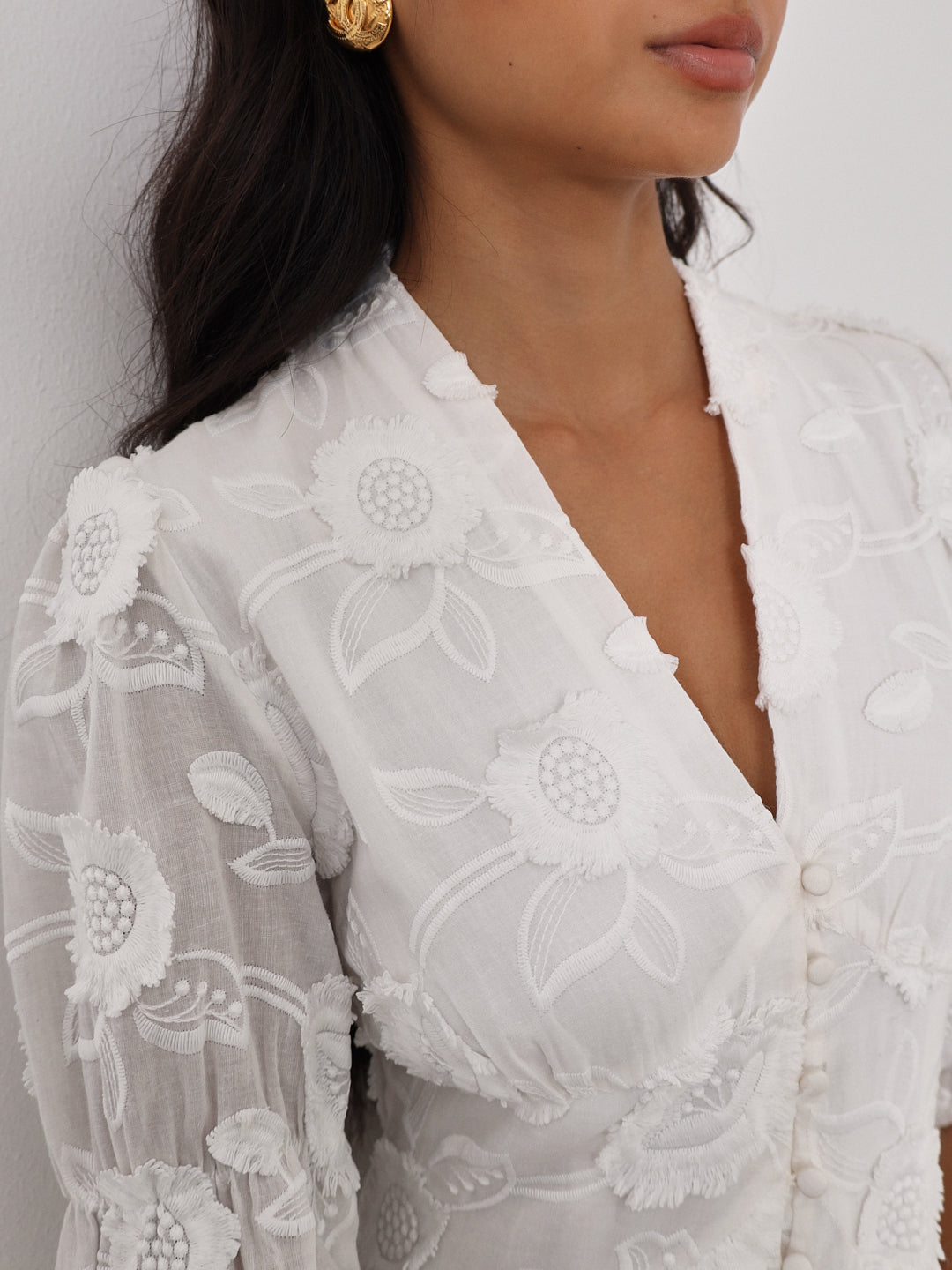 Vestido de verano Sierra de algodón bordado Blanco
