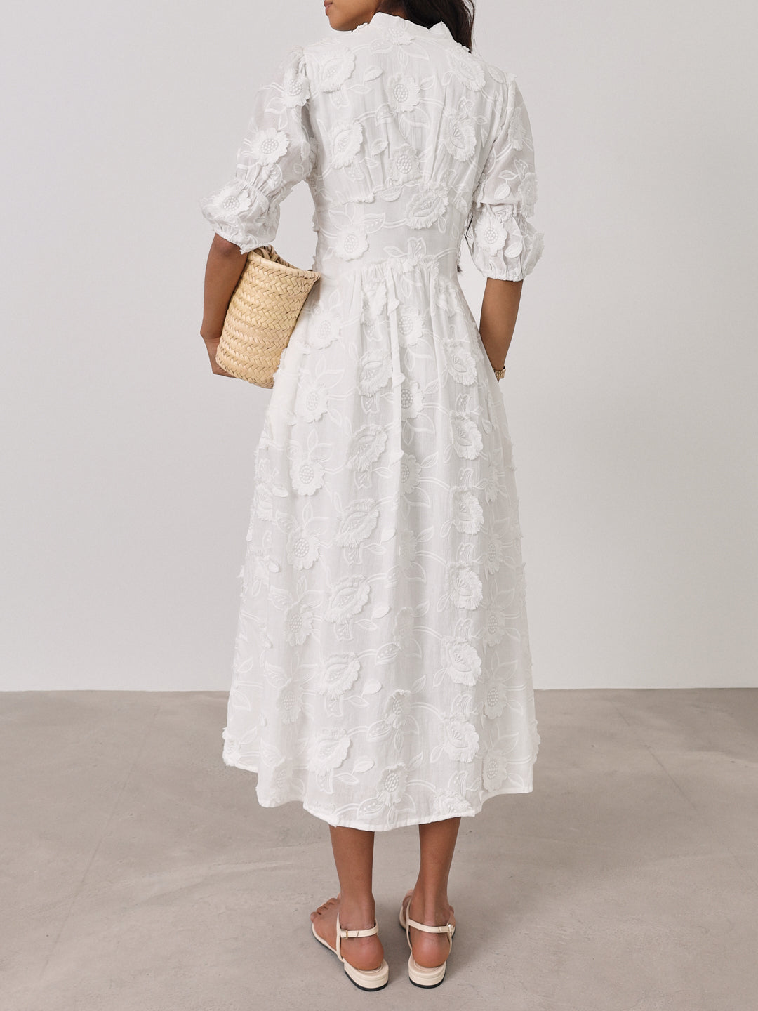 Vestido de verano Sierra de algodón bordado Blanco