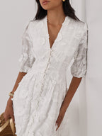 Vestido de verano Sierra de algodón bordado Blanco