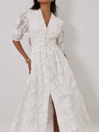 Vestido de verano Sierra de algodón bordado Blanco