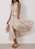 Kalila Contrast Icon Dress | Beige/Black