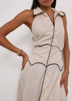 Kalila Contrast Icon Dress | Beige/Black
