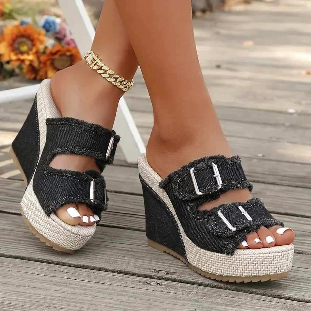 Elara | Sandalias de cuña vaqueras