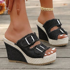 Elara | Sandalias de cuña vaqueras