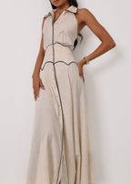 Kalila Contrast Icon Dress | Beige/Black