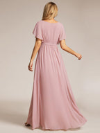 LEORA™ | Vestido de Dama de Honor de Gasa con Escote en V