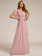 LEORA™ | Vestido de Dama de Honor de Gasa con Escote en V