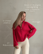 Striped zip-up cardigan with stand-up collar