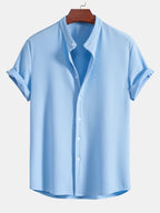 VALERIO | Camisa de cuello alto acanalada de corte ajustado.