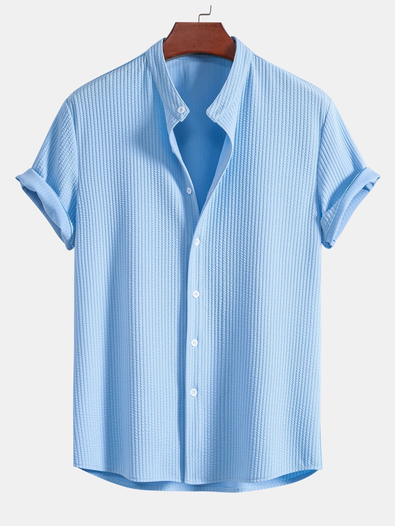 VALERIO | Camisa de cuello alto acanalada de corte ajustado.